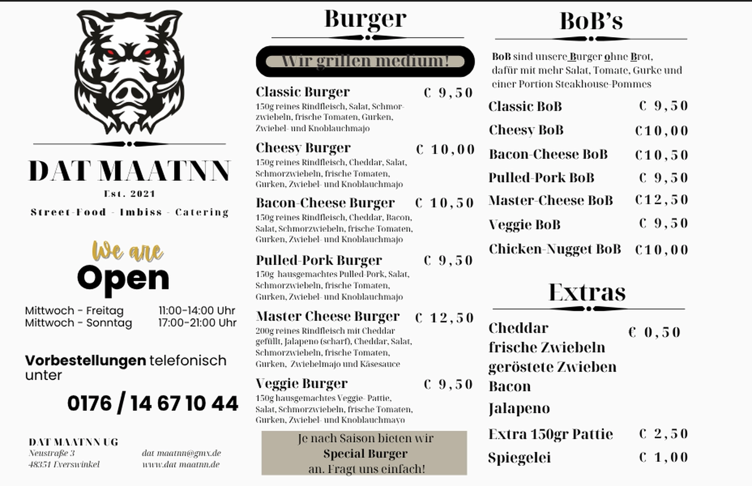 Dat Maatnn - Gastronomie - Menükarte