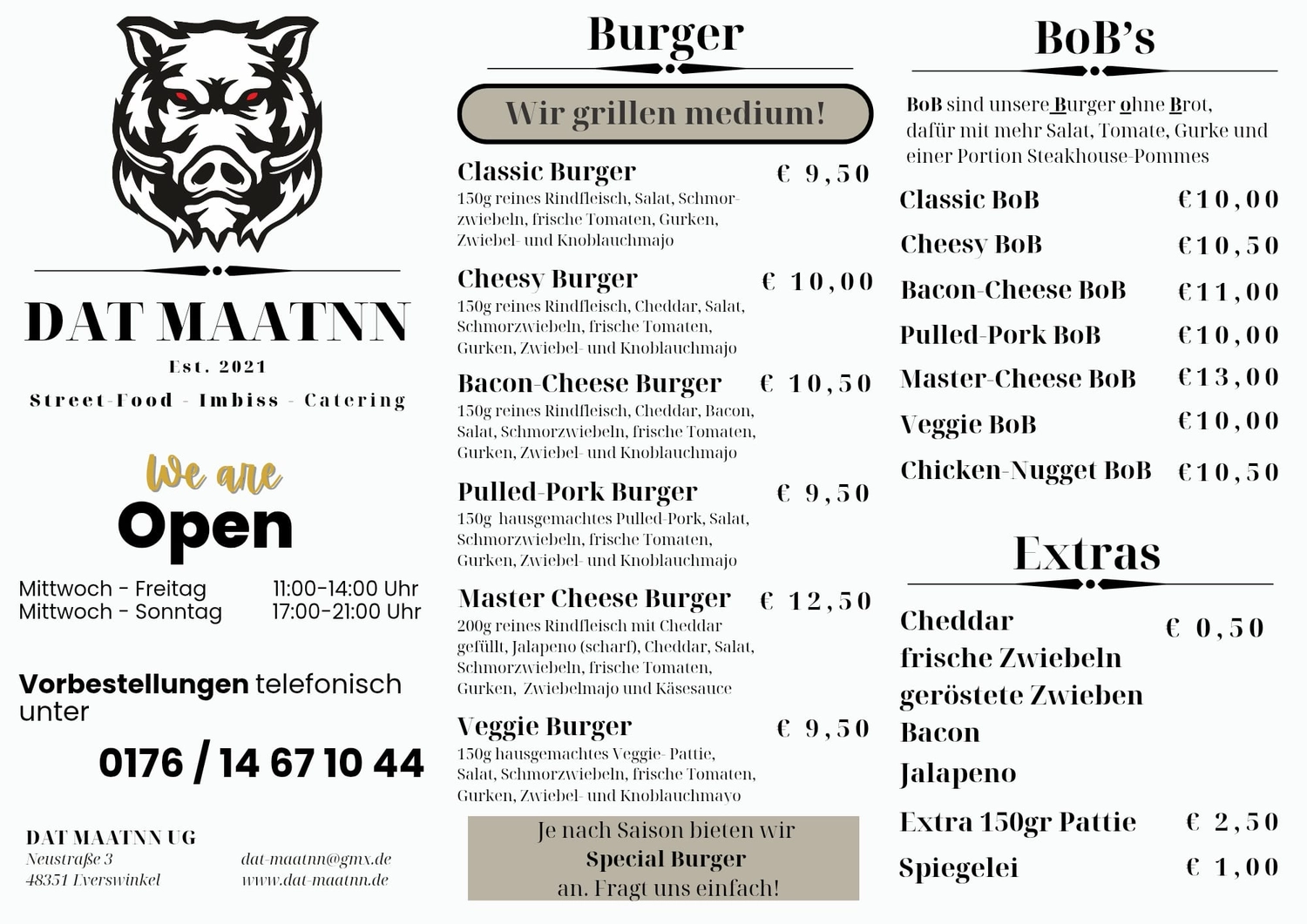 Dat Maatnn - Gastronomie - Menükarte